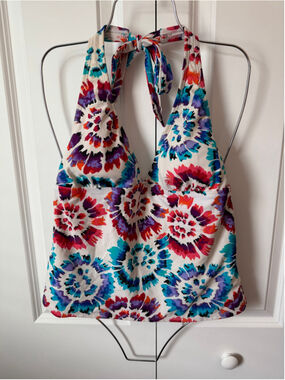 Catalina Multicolor Floral Halter Tankini Top L